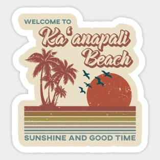 Ka'anapali Beach - Ka'anapali Beach Retro Sunset Sticker